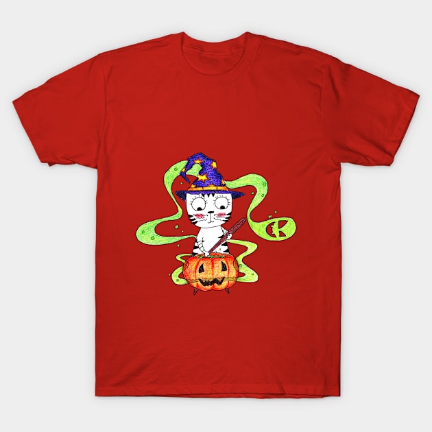 Halloween with Yuna Cat | Brewing the Potion of Love T-Shirt by MiracelArt